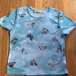 Sheer Butterfly Baby Tee